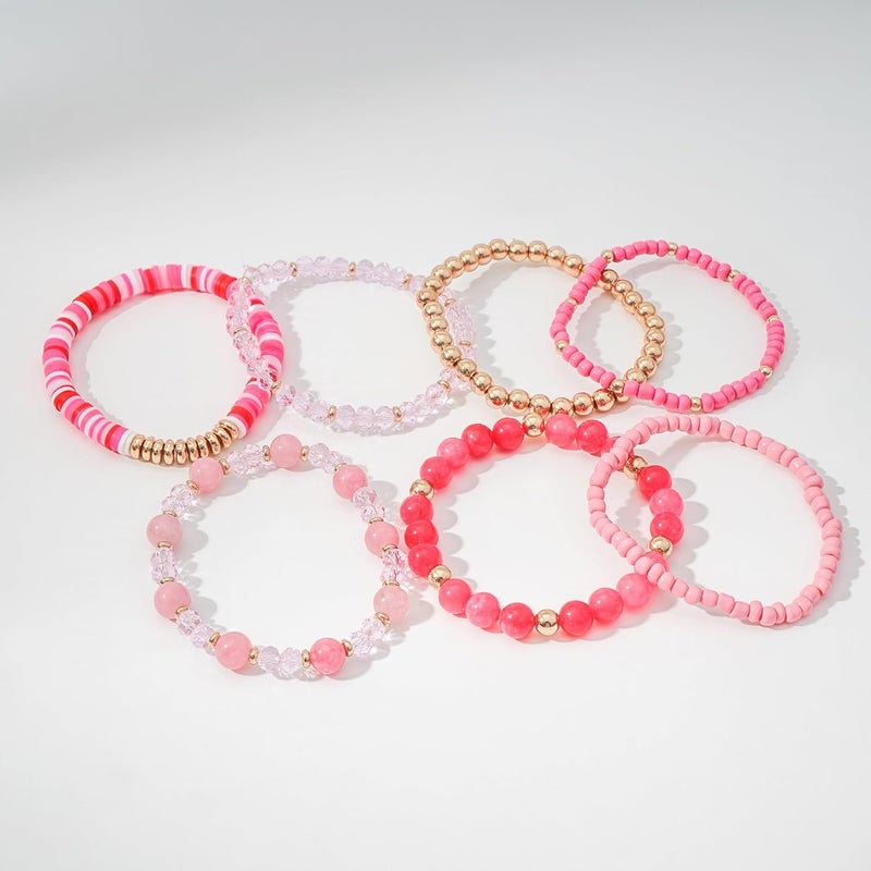 GOOJIDS Surfer Heishi Clay Bead Bracelets for Women Bohemian Stackable Gold Plated Beaded Stretch Bracelets Elastic Layering Friendship Bracelets Set Boho Jewelry - Image 3